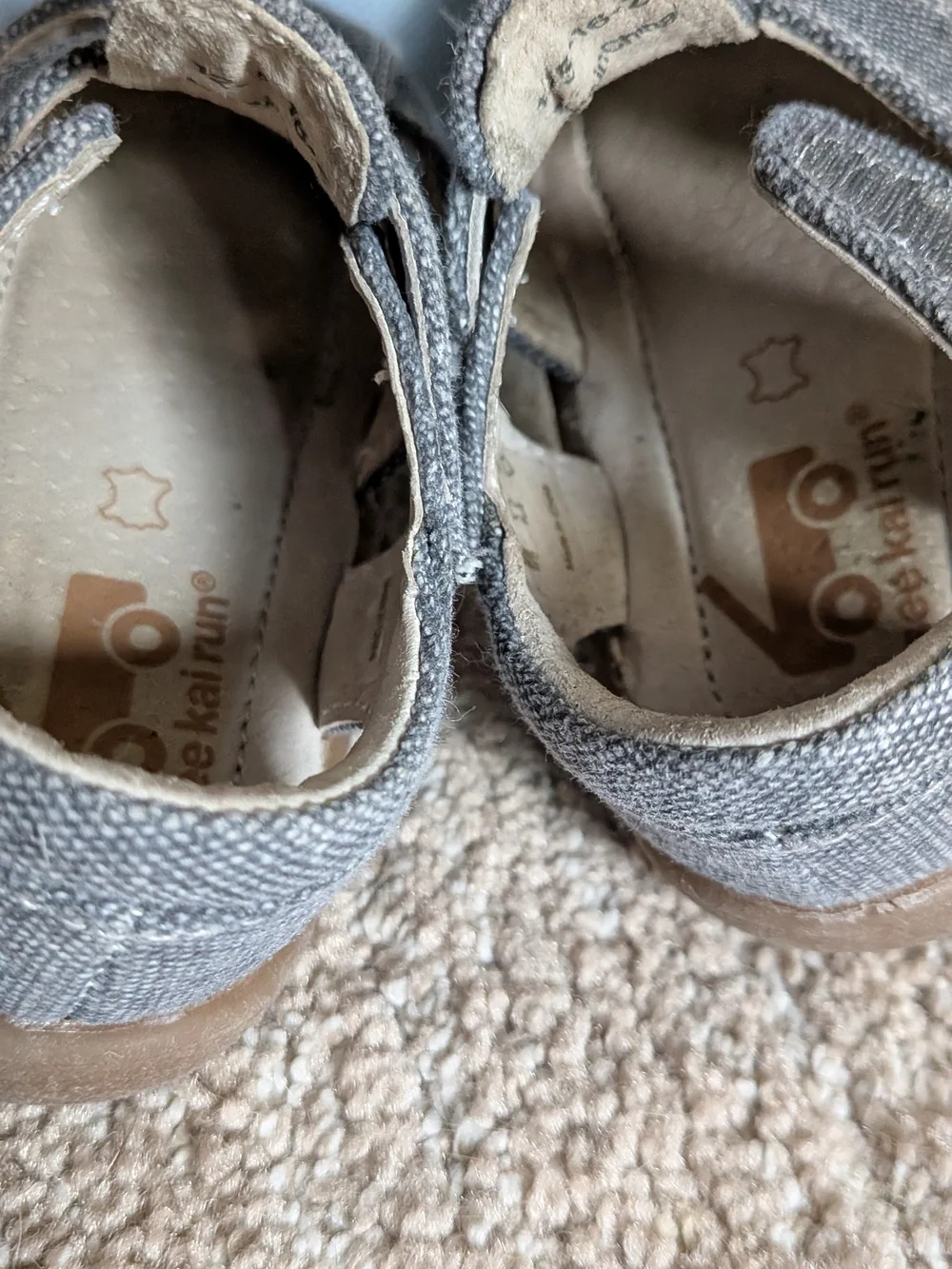 Size 4.5T Blue/Gray Canvas Sandals - See Kai Run